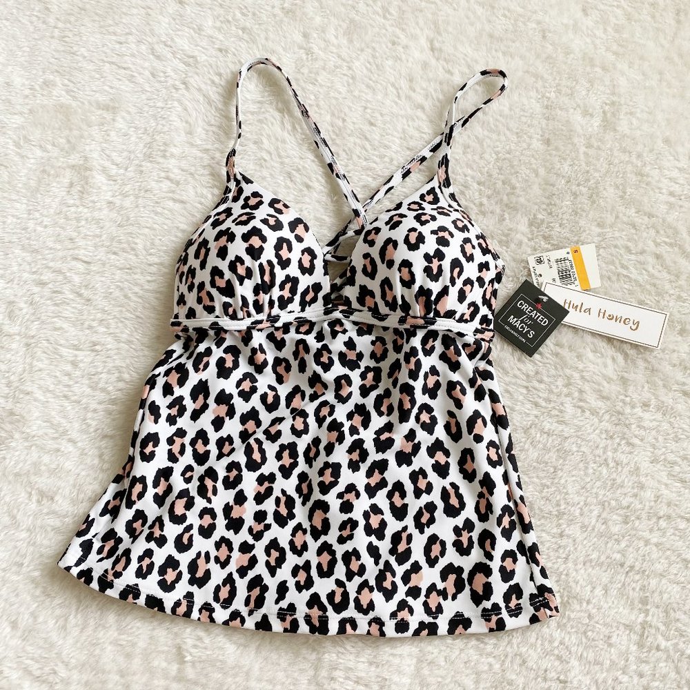 Hula Honey Women's Leopard Print Tankini Swim Top, Size S